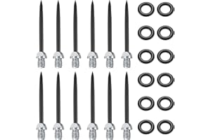 WELHAEPI 12 Pz Punte per Freccette in Acciaio 2BA, Freccette Punta in Metallo, Punte Morbide per Freccette Punte di Ricambio Accessori per Freccette, con 30 Pz Anelli di Gomma per Freccette