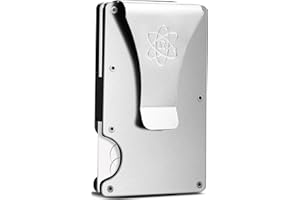 ROSSM Tarjetero Hombre con Bloqueo RFID para Tarjetas de Crédito - Cartera para Hombre Minimalista de Carbono y Metalica con Pinza y Banda Elástica para Billetes