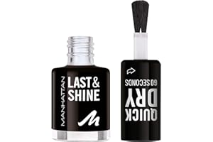 ‎MANHATTAN MANHATTAN Last & Shine schnelltrocknender Nail Polish, veganer & tierversuchsfreier Nagellack, langanhaltend, ultraglänzendes Finish, 8ml, Fb. 790 Black is Black