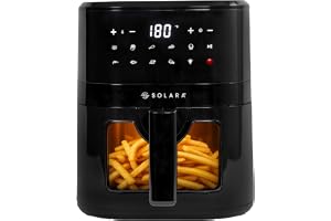 SOLARA Air Fryer For Home 4.5L with See Through Window, 10 Preset menus, 360° High Speed Air Circulation for Fry, Grill, Roast & Bake,Uses upto 90% less fat, 1500 Watts, Digital Touch Control, Black