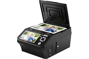 DIGITPRO Digitaler Film- und Diascanner– Mit 5-Zoll-LCD-Bildschirm, konvertiert 35-mm- und 110-mm-Filme, Fotos und Visitenkarten in hochauflösendes 22-MP-JPEG, enthält 8-GB-SD-Karte.