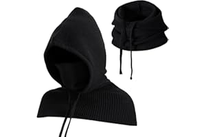TAGVO Cappelli e Sciarpe Invernali a Maglia, 3 in 1 Cappello Sciarpa con Cappuccio, Passamontagna Regolabile Antivento, Scaldacollo per Uomo e Donna per Esterno