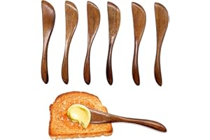 XQMMGO 6 Piezas Cuchillos de Mantequilla de Madera, Cuchillos de Mantequilla de Madera, esparcidor de Mantequilla, Cuchillo de Mantequilla, Cuchillo para Queso, Cuchara para Mermelada