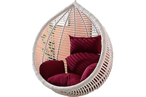 Yadlan Coussin Fauteuil Suspendu Exterieur Jardin, Lavable Coussin de Chaise Suspendue Oeuf, éPais Impermeable Coussin pour Hamac Suspendu avec Dossier Appuie-TêTe Accoudoirs Wine Red