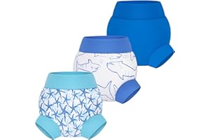 BIG ELEPHANT Pieluszki kąpielowe dla niemowląt, 3 sztuki, zmywalne, regulowane pieluchy do pływania wielokrotnego użytku dla chłopców i dziewcząt, 12-24 miesięcy