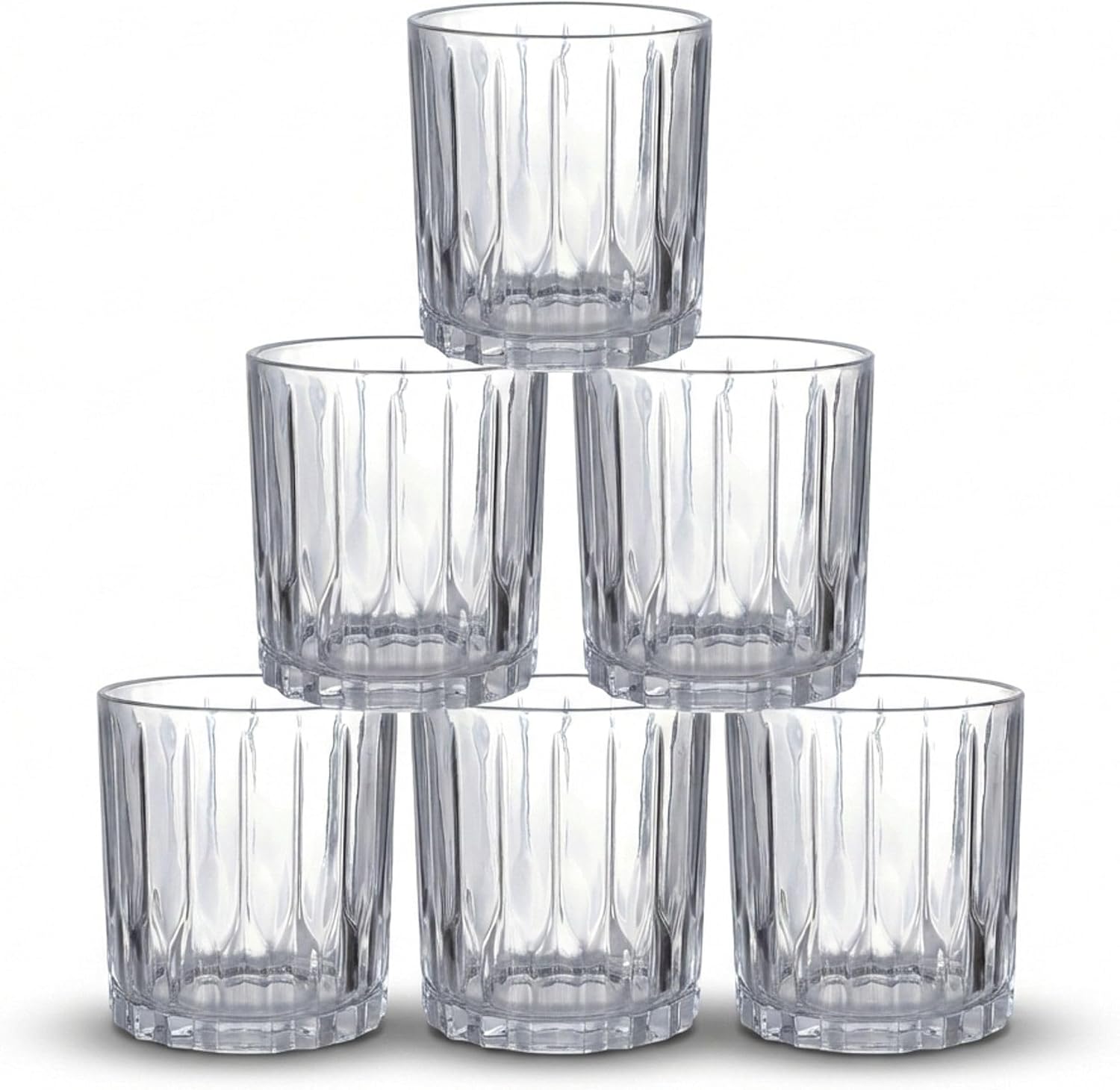 INDE SANTA CLARA | Set 6 Vasos de Cristal Agua 35cl Skye Tallado Transparente, Vasos Bajos de Vidrio Claro, Vasos Agua Aptos Lavavajillas y Microondas