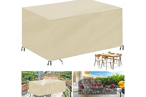 HRSMTY Funda para Muebles de Jardín, Rectangular Cubierta Mesa Jardín Resistente Desgarro 420D Oxford Impermeable protección contra el frío Anti-UV, Funda Protectora Silla
