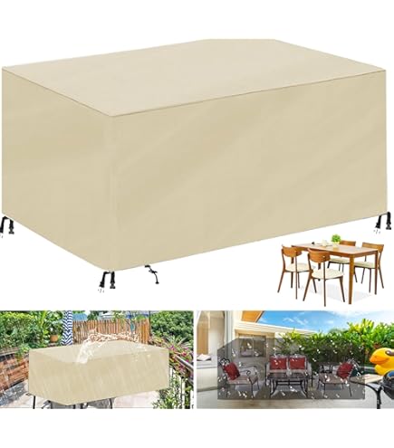 Tessuto Impermeabile Esterno Copritavolo Da Giardino RNGPTO - 225x110x75 Cm, Impermeabile, Anti-UV, Tessuto Oxford Copertura Esterni