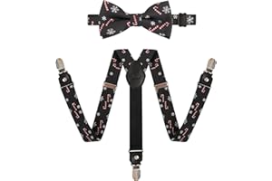 Alizeal Kids Christmas Elastic and Adjustable Braces and Novelty Bow tie Set, 069