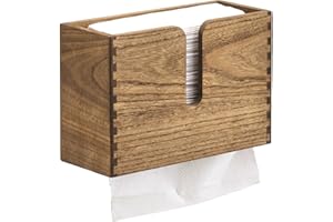 KIRIGEN Porta asciugamani di carta in legno Porta asciugamani di carta a parete per cucina, WC e bagno Contiene asciugamani a C, a Z e a tripla piegatura Tovaglioli giallo-marrone