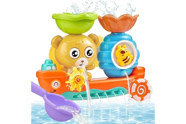 Jouets de Bain Bébé, Jeux de Bain pour Bebe Enfant 1 2 3 4 Ans, Jouet Bain Bebe 1 an, Jouet de Bain Cascade Interactif avec cuillère à Eau, Cadeaux pour Garçons Fille