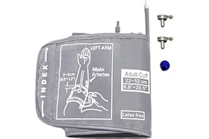 AOUZOVLI Manguito Tensiometro,Monitor De Presión Arterial Manguito De Reemplazo,Esfingomanometro Manual Ajustable,Xl 22-52 cm Tensiometro Manual,con 5 Conectores,Apto Para Adultos Y Personas (Gris Plateado)