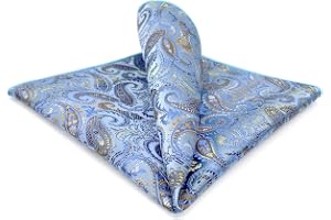 S&W SHLAX&WING Blå fickrutor för män Paisley Silk Large Näsduk 32cm Groomsmen