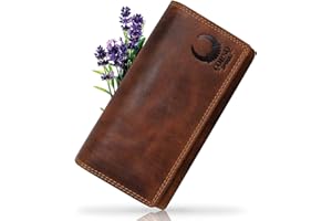 Corno d´Oro Handgefertigte Geldbörse Damen Leder Groß Viele Fächer I Premium Portemonnaie Vintage Echt Leder mit RFID TÜV-geprüft I Geldbeutel mit Reßverschluss Frauen Braun