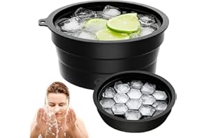 SANLIUBA Ice Face Bowl, Ice Bath Bowl,Lavabo Facial Plegable de Silicona con Compartimento para Hielo Incorporado, Lavabo Portátil para Reducir la Hinchazón y Minimizar los Poros (Negro)