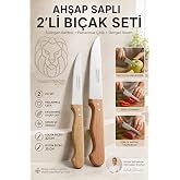 Transformacion Solingen Paslanmaz &Ccedil;elik Mutfak Bı&ccedil;ak Seti Meyve Sebze Soyma ve Et Doğrama i&ccedil;in Ahşap Saplı 2'li Set