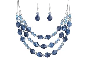 FULU AUTUMN Layered Statement Necklaces for Women Chunky Beaded Necklaces Costume Jewellery Valentines Gifts for Her