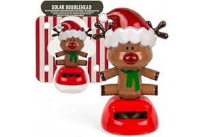 MIJOMA Solarbetriebene Wackelfigur - Bewegliche Figur mit Solarzelle, Kunststoff, 10 cm hoch, Keine Batterien notwendig, Für Fensterbretter, Autos & sonnige Plätze (Elch Braun)