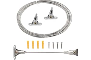 Wkmamo 2 mm x 6 m Cavo in Acciaio Inox Rivestito in PVC Filo Sospensione Telaio con Cavo Metallico Codici Fissi Viti per Appendere Foto Vestiti Lampada Tende Caricato Max di 30 KG