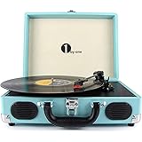 1 BY ONE Bluetooth Record Player Belt-Drive 3-Speed Portable Vinyl Turntable with Built in Speakers, Supports RCA Output, Hea