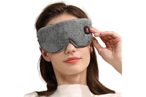 AROMA SEASON Masque chauffant yeux pour les yeux secs, masque yeux chauffant avec 3 niveaux de chaleur, masque de sommeil pour homme et femme, 1000mAh sans Adaptateur