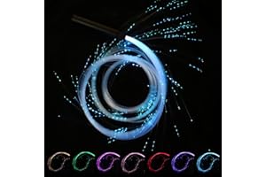 GOMETY 4 Leuchtmodi LED Peitsche, Um 360 Grad Drehbare Tanzpeitsche, LED Glasfaser Weltraumpeitsche, Super Helles Ed Lichtpeitsche Mit 7 Farben, Für Tanzshow, Partys, Lichtshows, EDM Musik-Festivals