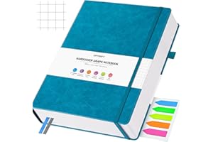 OFFIGIFT Quaderno con carta grafica, 312 pagine numerate, formato A5, copertina rigida, 100 g/m², carta a griglia con pagine indicizzate, quaderno a griglia per appunti grafici matematici, 14,6 x 21,3