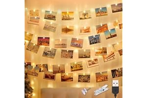 litogo 12M 120LED USB Luci con Mollette 60 Clip Decorative Per Camere Filo Appendi Foto, Interno Per Matrimonio, Compleanno, Anniversario