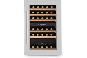 Klarstein Cave a Vin Encastrable, Caves à Vin de 132L avec une Porte en Verre, Cave a Vins à Double Zone, Bar Intérieur/Extérieur, Frigo Vin, Cave a Vin de Vieillissement, Cave à Vin 35 Bouteilles