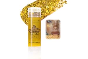 Clawrex Glitzerstifte, Chunky Body Glitter Stick, Mermaid Sequins Glitzer Gesicht, Face Sparkling Glitzer für Haare Lippen Nails Makeup, Holographic Shimmer, Body Glitter Gel für Festival Rave(Gold)