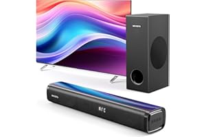 Sound Bar per TV con subwoofer PC Gaming 2.1CH MEVOSTO 2025 aggiornato TV Soundbar Deep Bass Computer Sound System BT 5.3/USB/HD-ARC/Ottico/AUX Bassi e alti regolabili - Home Theater