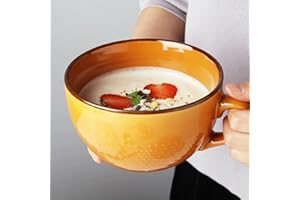 TUYINES Tazza da caffè grande, 700 ml, grande tazza, in gres, cappuccino, tazza XXL, tazza in ceramica, grande ciotola con manico, insalata, tazza da caffè in porcellana