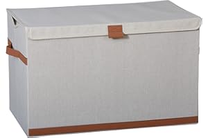 LOVE !T STORE !T Love IT Store IT pudełko do przechowywania z pokrywką – skrzynia z mieszanki lnu i bawełny – wzmocniona drewnem – bardzo duże i stabilne – beżowe – 62 x 37,5 x 39 cm