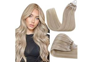 ‎HETTO Hetto Extensions Echthaar Microring Blond Microring Extensions Echthaar Naturlich Micro Ring Extensions Haarverlängerungen #18/613 Aschblond Highlights Bleichblond 55 cm 50g 1g/s