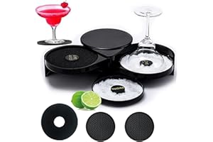 LIBRNTY Rimmer per Zucchero e Sale Margarita,Margarita Sale Rimmer,Strumento da Barman,contenitore per sale e spezie,strumento per cocktail e margarita (Sotto Bicchieri da Tavola neri)