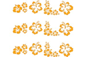 GORGECRAFT Fiori di Ibisco Decalcomanie per Auto Adesivi Hawaiani Vinile Dorato Decorazione Esterna per Autoveicoli per SUV Camion Moto Porte Pareti Laptop