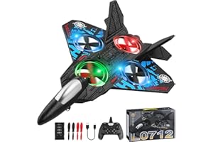 yusvwkj RC Plane, L0712 Remote Control Plane with 2 Batteries, 2.4GHz 2 Channel Remote Control Airplane Fighter Toys Easy to Fly for Adults Kids Beginners Boys, Blue