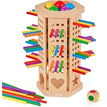 Giocattolo Pop-up Montessori In Legno – 4 Bastoncini Colorati Con Motivi Gatto – Sviluppo Motorio Per Bambini 3+