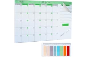 MANEGUETE. Planificador Mensual A3 con Notas Adhesivas. Organizador semanal, mensual y diario. Tu calendario, agenda y planificador en un bloc. Planner 2024. Organizador mensual sobremesa