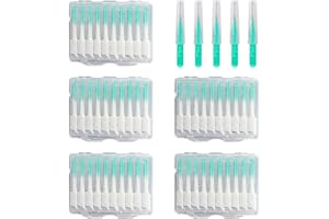ATBUSS 200 cepillos interdentales de doble uso, con 5 cepillos interdentales con cabeza redonda, herramientas de limpieza dental, palitos de hilo dental portátiles (verde)