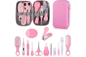 WXA Baby-Pflegeset, Sicherheitspflege-Set für Kleinkinder mit Haarbürste, Kamm, Nagelknipser, Nasensauger, Baby-Essentials-Set für Neugeborene, Mädchen, Jungen (rosa Baby-Pflegeset)