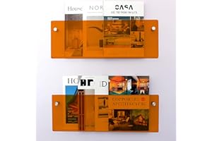 Gwezmxs 2Pcs Revistero Pared, 40CM Estanteria Acrílico, Naranja Estante Revistas para Sala de Estar, Estanteria Metacrilato, Wall Mounted Acrylic Magazine Shelf