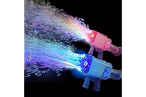 MZSX Bulles de Savon Enfant Kit, Pistolets à Bulles Lumineux à LED, Solution à Bulles Cadeau d'anniversaire, Kit de Bulles de Savon, Enfants, Multibubbler, Les activités Plein air Estivales (Rose)