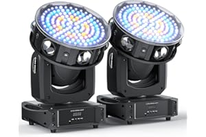 FIERYZEAL Teste Mobili LED 200W RGBW Beam Luci Discoteca 20CH/57CH Moving Head per DJ Feste Bar Disco Illuminazione Palcoscenico 2 Packs