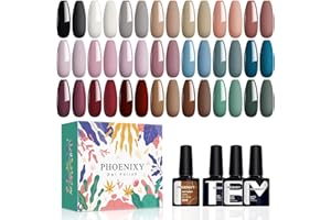 ‎PHOENIXY Phoenixy Gel Nagellack Set 21 Stk. 8ml Gel Farblack Set Gel Nagellack Schellack Set mit Unterlack Überlack Matte Überlack Geschenk