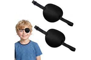 2 medicinska svarta ögonlappar för vuxna och barn - justerbar 3D-ögonlapp för höger eller vänster öga - ögonlapp för piratdräkt