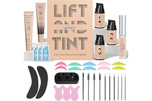 Libeauty Lash Lift and Black Tint Kit, Brow Lamination with Dye Set, Keratin Eyelash Perming Kit Airless Pump, Complete Tools, Easy to Operate, Lasting Up 6 Weeks