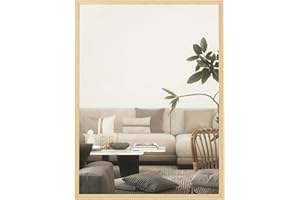 HOMCOM Miroir Mural rectangulaire 60 x 80 cm, Cadre en Bois Naturel, idéal pour la Salle de Bain, Salon ou Chambre