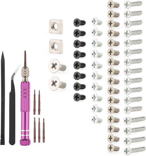 RongZy 52 Piezas Completos Tornillo para Nintendo New 3DS XL/LL Tornillo de Consola Reparación Accesorios de Repuesto y Herramientas - 1