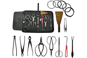 Voilamart Bonsai Tool Set - 16 PCS Kit With 4 Scissors, 3 Cutters, 1 Hook, 1 Rake, 1 Broom, 5 Wires - Gardening Gifts for Women & Men